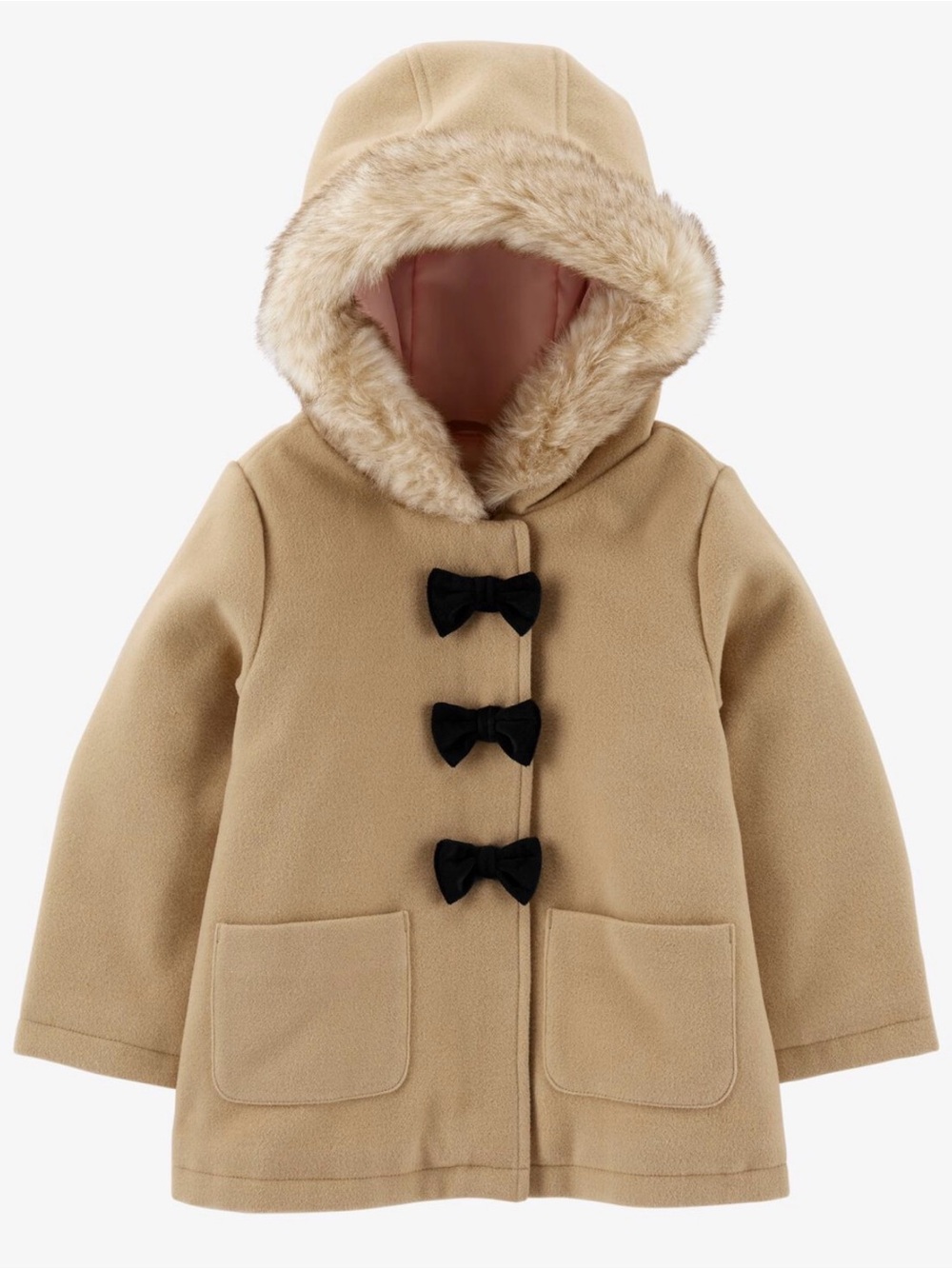 Carter's Pea Coat with Pink Lining and Faux Fur Hood